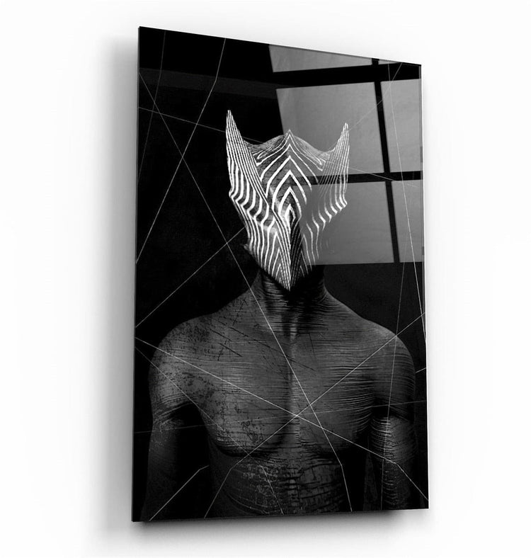 ・"Abstract Masked Man V1"・Glass Wall Art | Artdesigna Glass Printing Wall Arts.