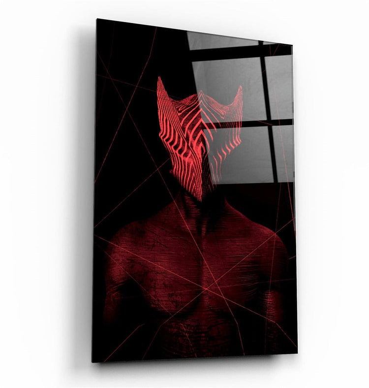 ・"Abstract Masked Man V2"・Glass Wall Art | Artdesigna Glass Printing Wall Arts.