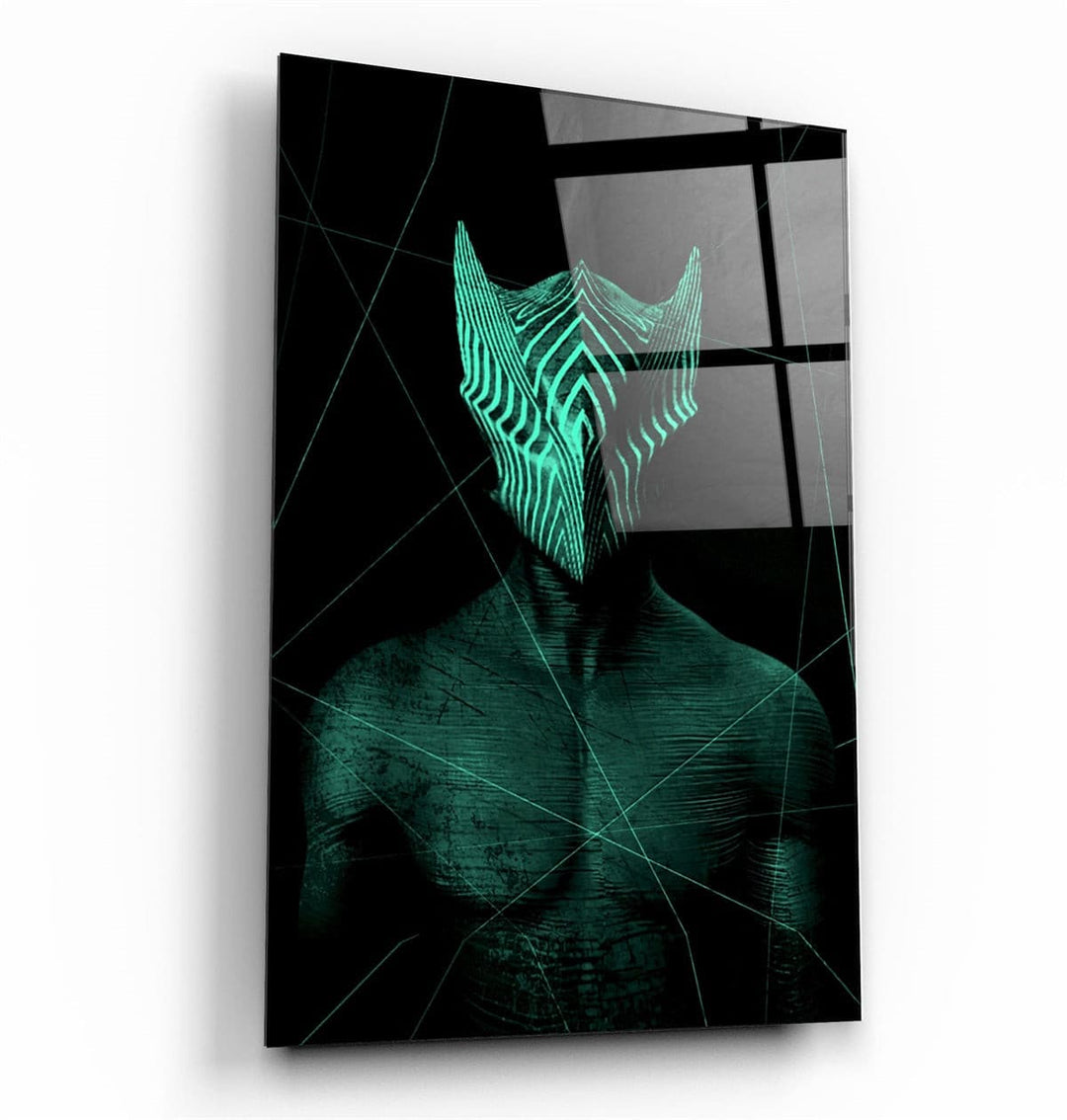 ・"Abstract Masked Man V4"・Glass Wall Art | Artdesigna Glass Printing Wall Arts.