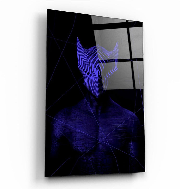 ・"Abstract Masked Man V6"・Glass Wall Art | Artdesigna Glass Printing Wall Arts.