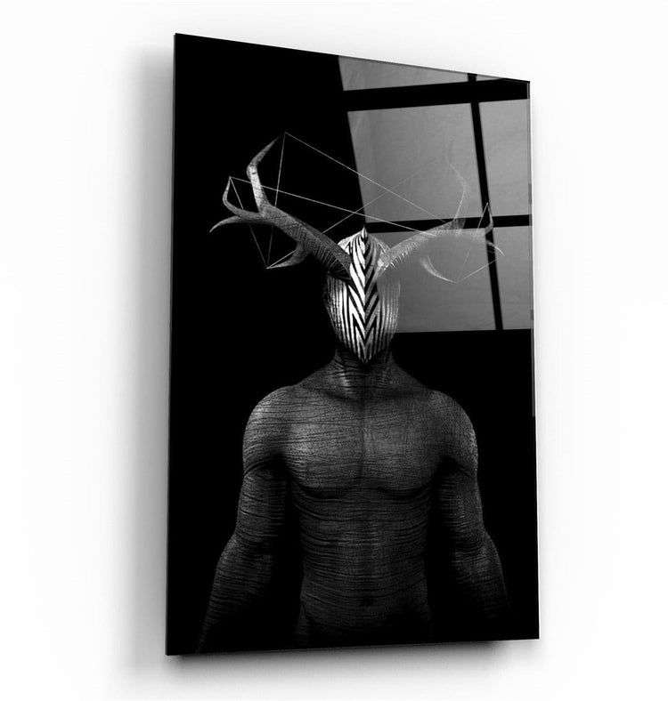 ・"Abstract Masked Man V7"・Glass Wall Art | Artdesigna Glass Printing Wall Arts.