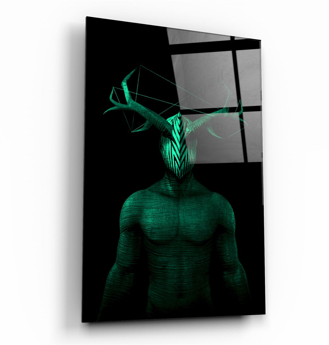 ・"Abstract Masked Man V10"・Glass Wall Art | Artdesigna Glass Printing Wall Arts.