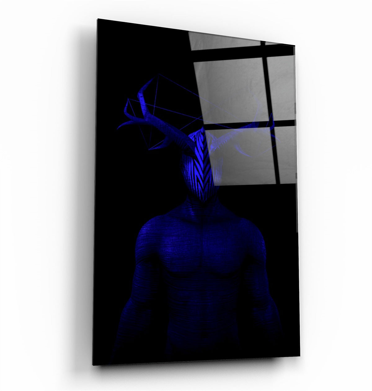 ・"Abstract Masked Man V11"・Glass Wall Art | Artdesigna Glass Printing Wall Arts.