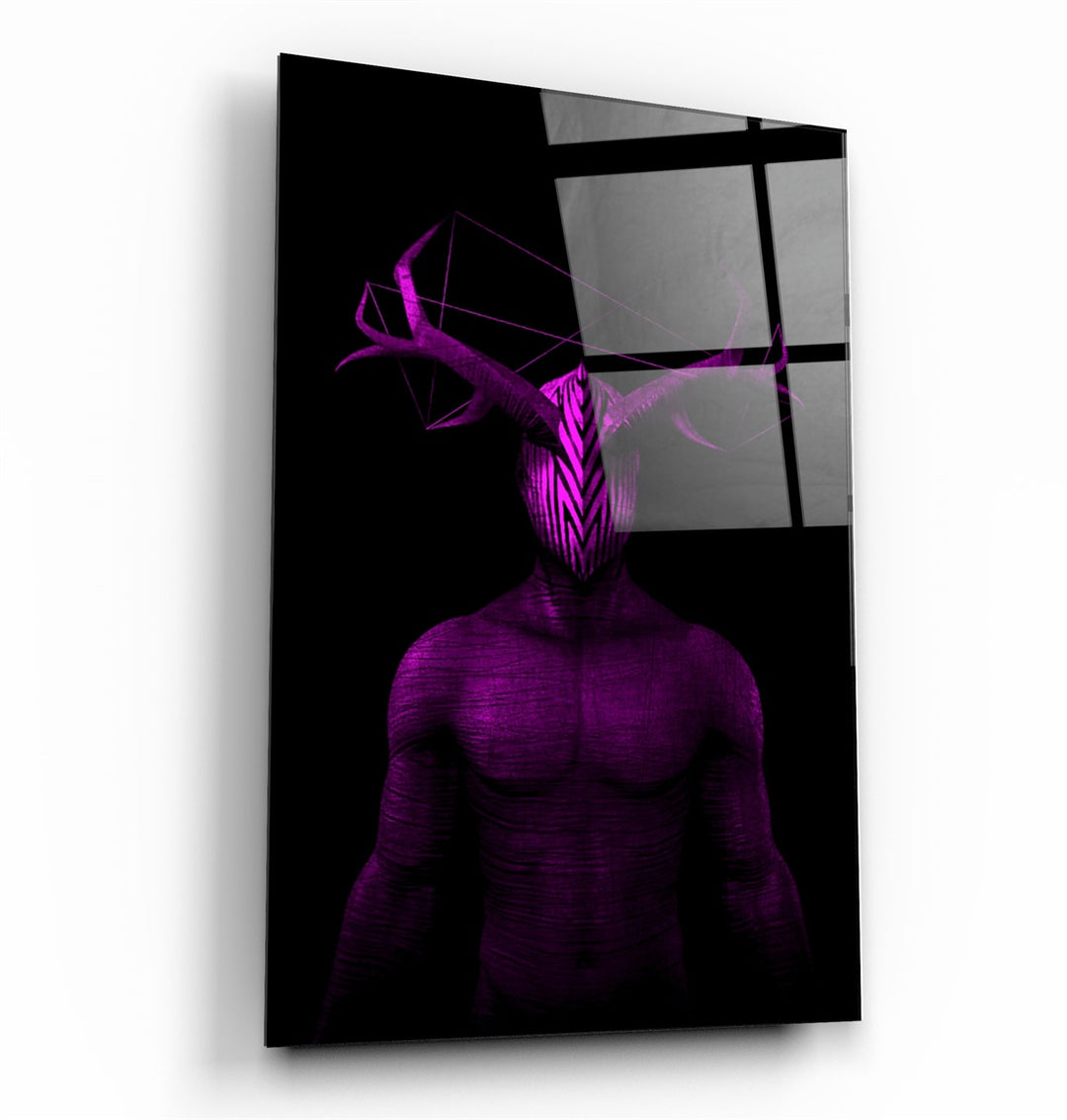 ・"Abstract Masked Man V12"・Glass Wall Art | Artdesigna Glass Printing Wall Arts.