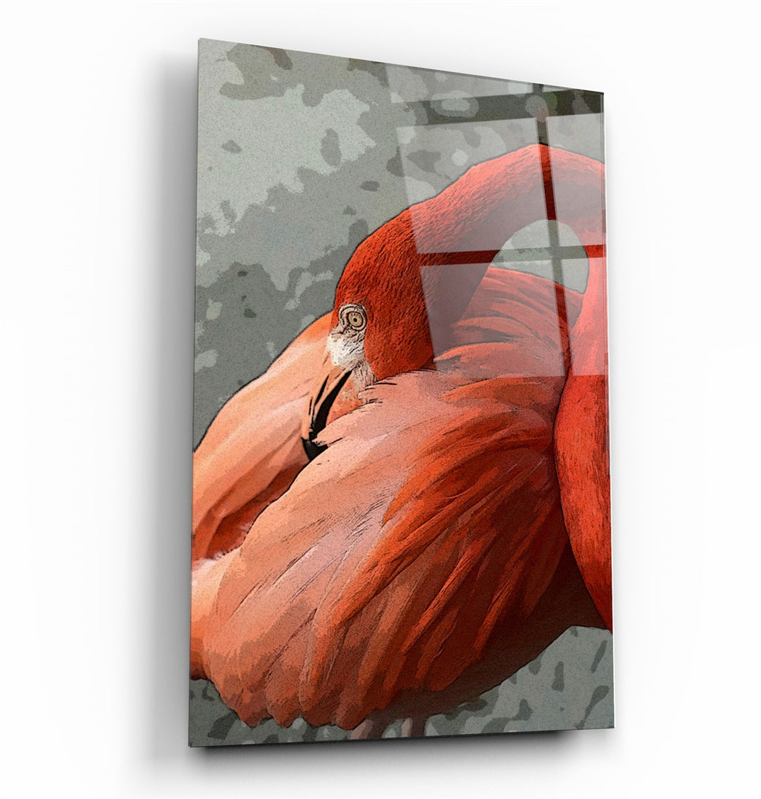 ・"Flamingo V3"・Glass Wall Art | Artdesigna Glass Printing Wall Arts.