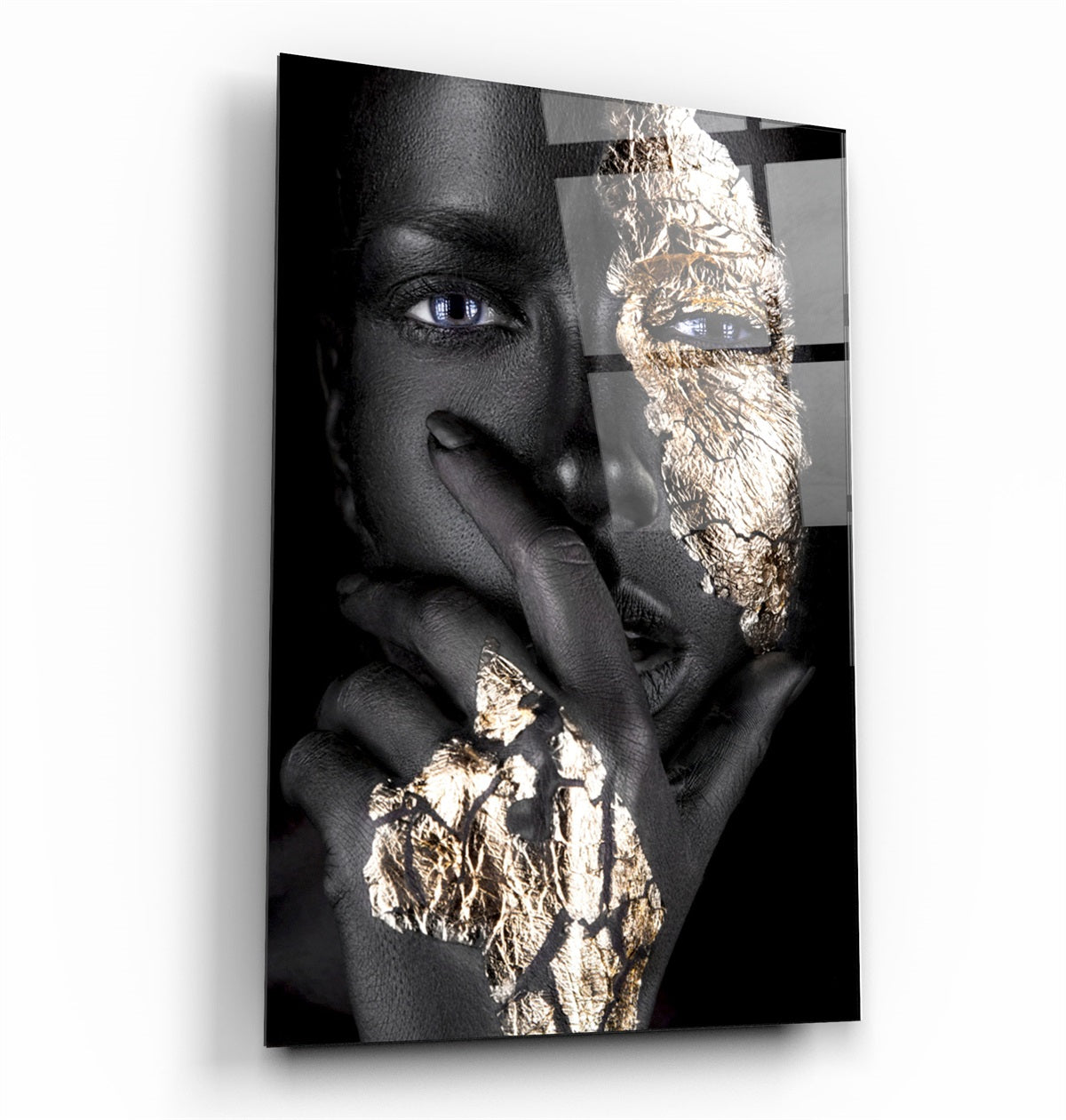 ・"Covering Face Woman Portrait"・Glass Wall Art | Artdesigna Glass Printing Wall Arts.