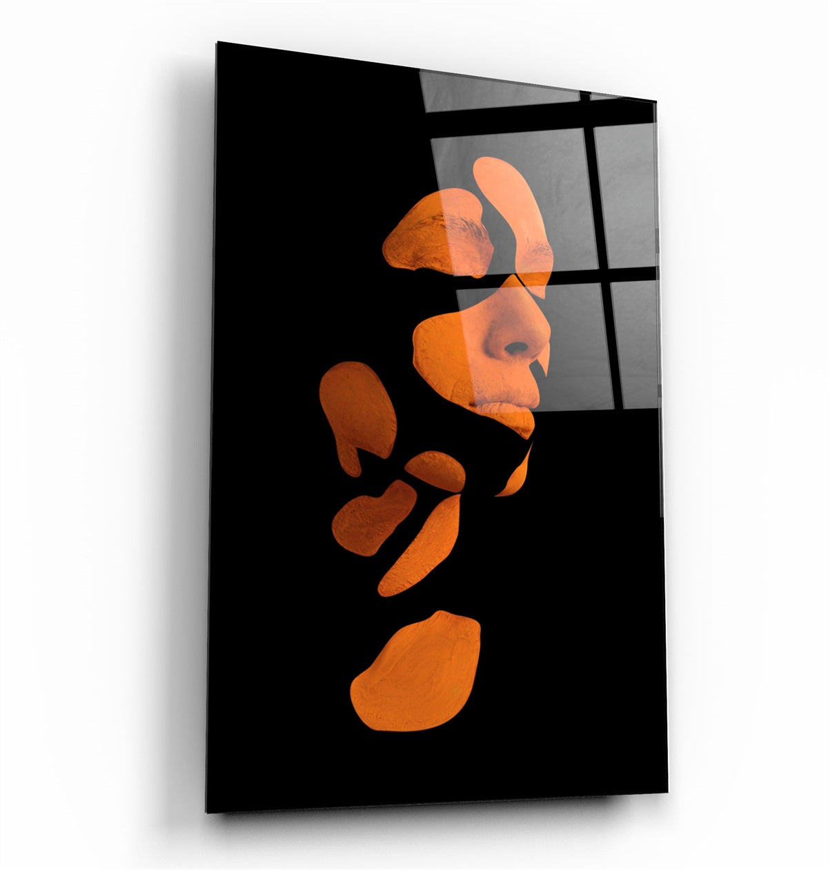 ・"Mysterious Orange Face"・Glass Wall Art | Artdesigna Glass Printing Wall Arts.