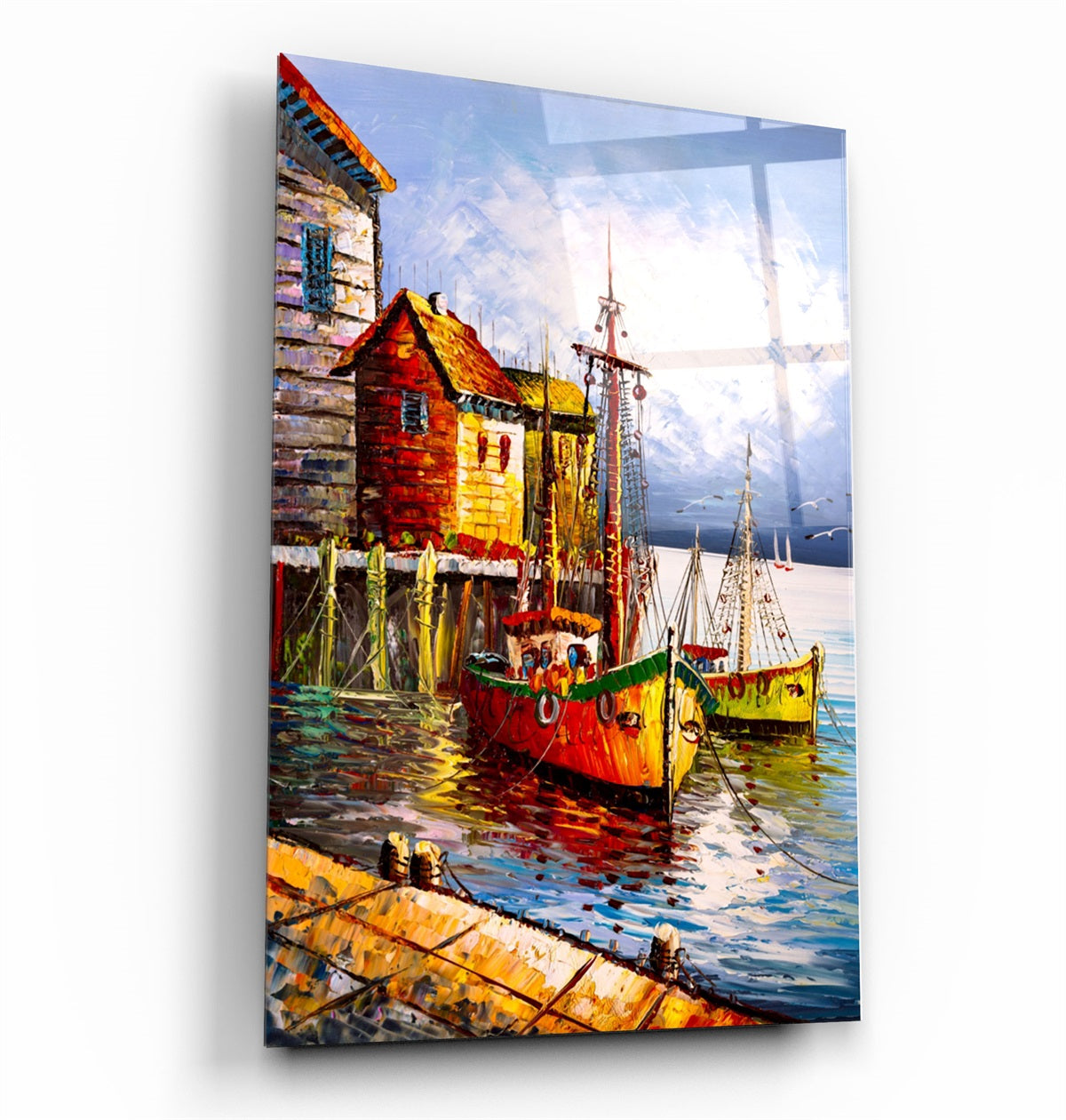 ・"Boats and Houses"・Glass Wall Art | Artdesigna Glass Printing Wall Arts.