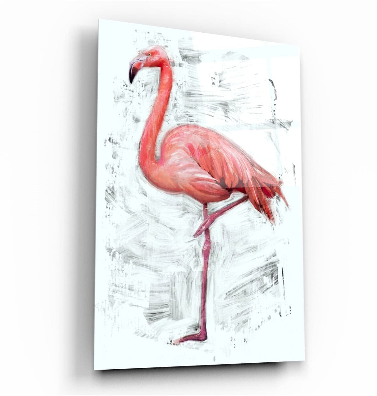 ・"Abstract Flamingo"・Glass Wall Art | Artdesigna Glass Printing Wall Arts.