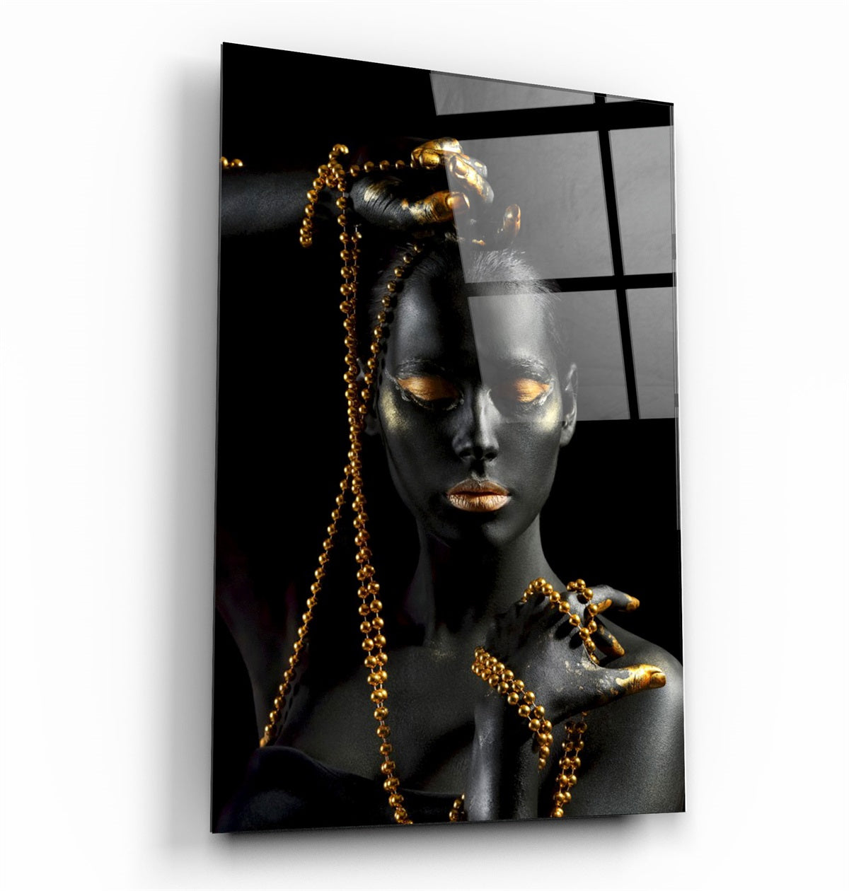 ・"Golden Lips v2"・Glass Wall Art | Artdesigna Glass Printing Wall Arts.