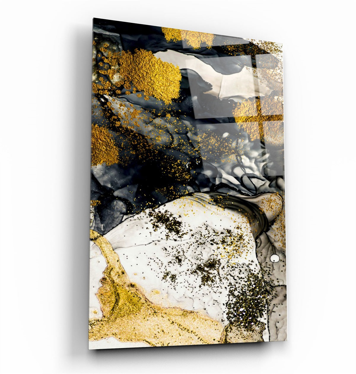 ・"Golden Abstract 1"・Glass Wall Art | Artdesigna Glass Printing Wall Arts.