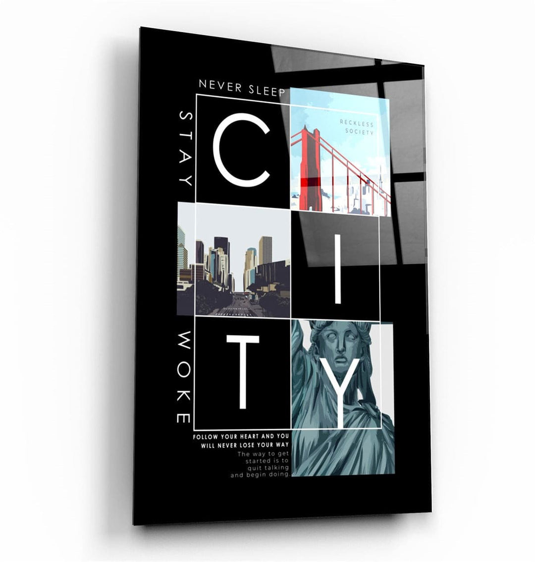 ・"City - Never Sleep"・Glass Wall Art | Artdesigna Glass Printing Wall Arts.