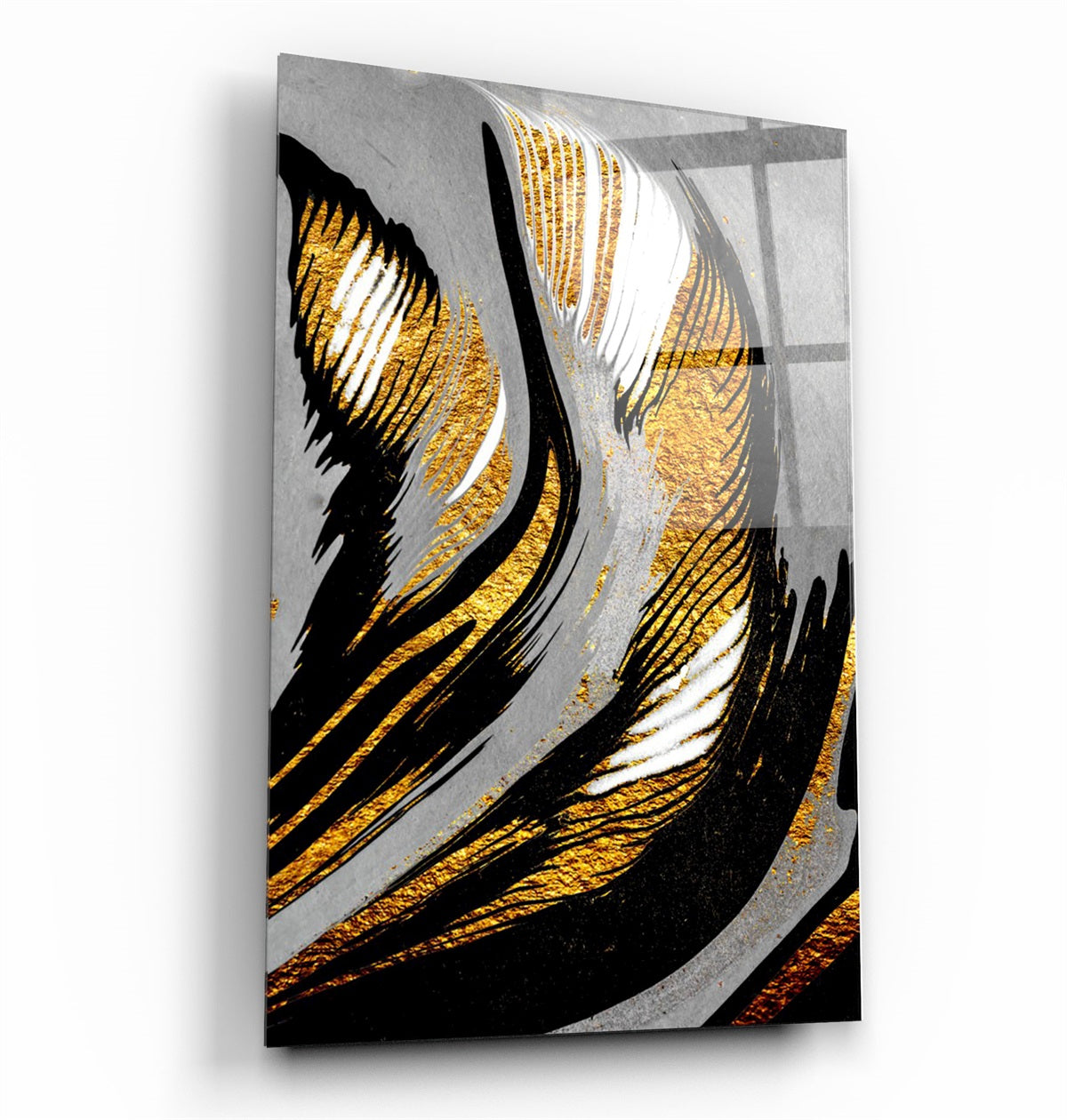 ・"Golden Abstract 2"・Glass Wall Art | Artdesigna Glass Printing Wall Arts.