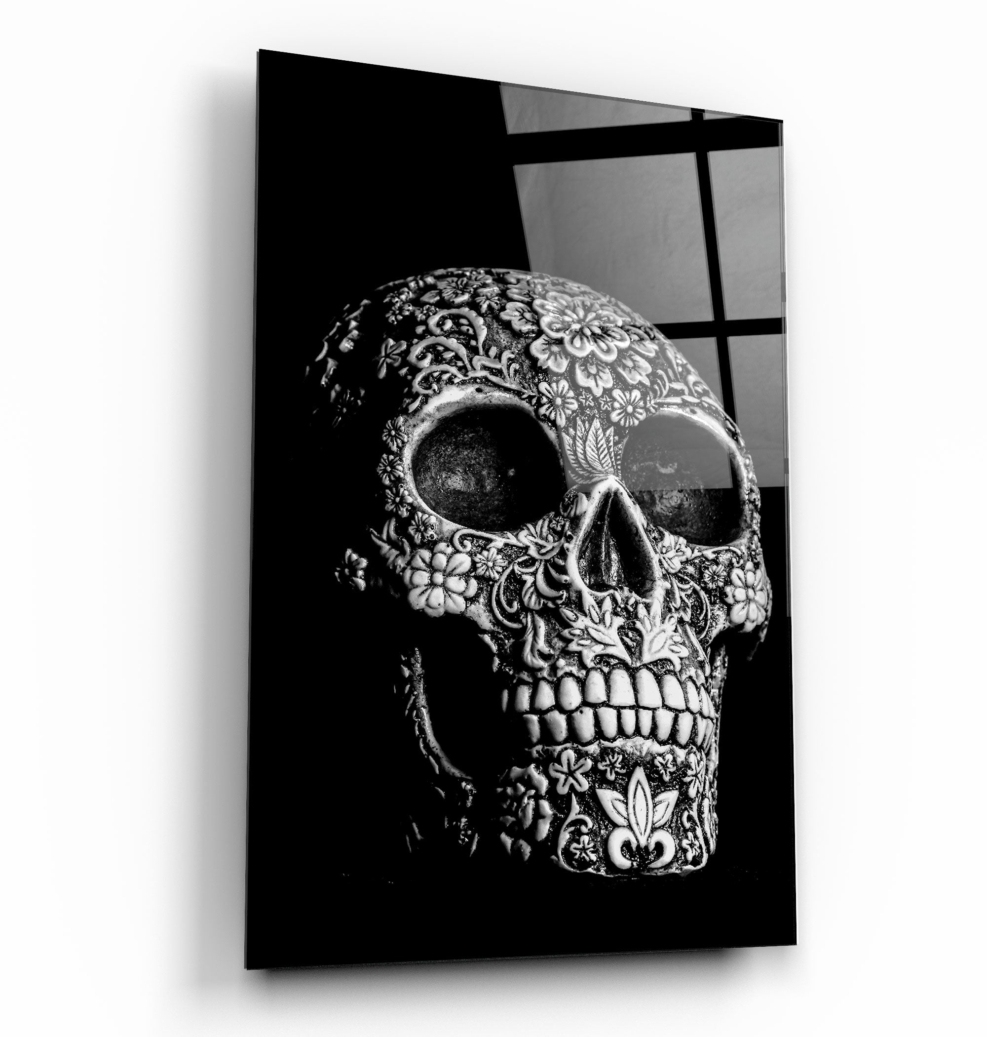 ・"Grey Skull"・Glass Wall Art | Artdesigna Glass Printing Wall Arts.