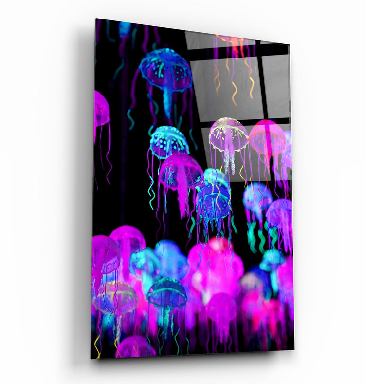 ・"Jellyfish"・Glass Wall Art | Artdesigna Glass Printing Wall Arts.