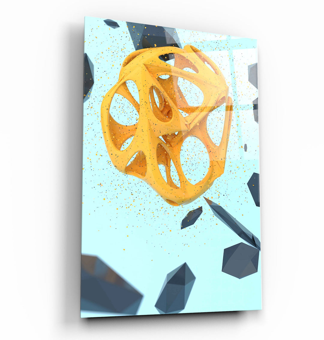 ・"Abstract Yellow and Emerald V2"・Designer's Collection Glass Wall Art