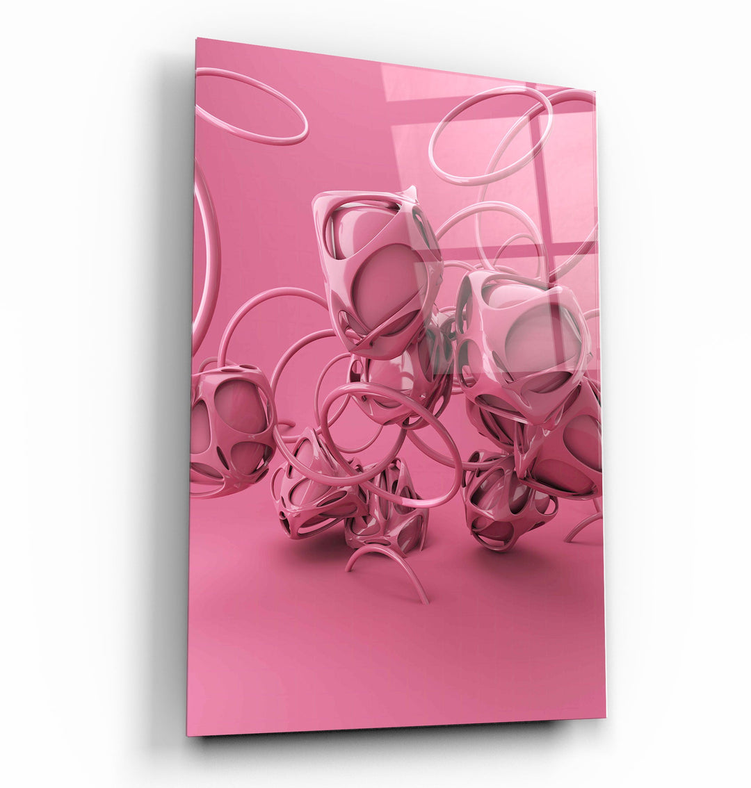 ・"Abstract Pink Modern Design"・Designer's Collection Glass Wall Art