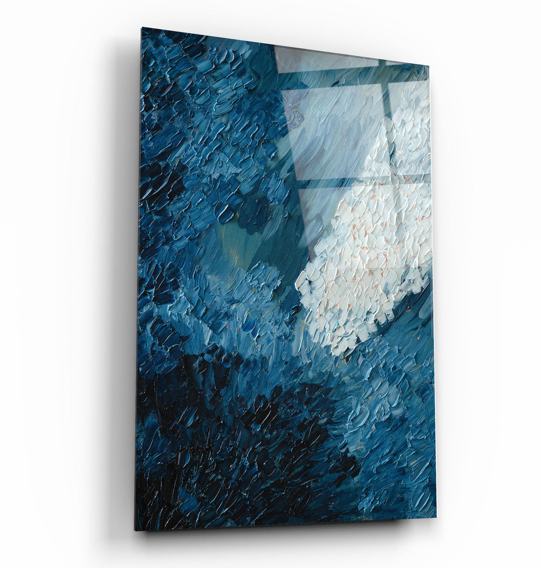 ・"Blue Oil Painting - Abstract"・Designer's Collection Glass Wall Art