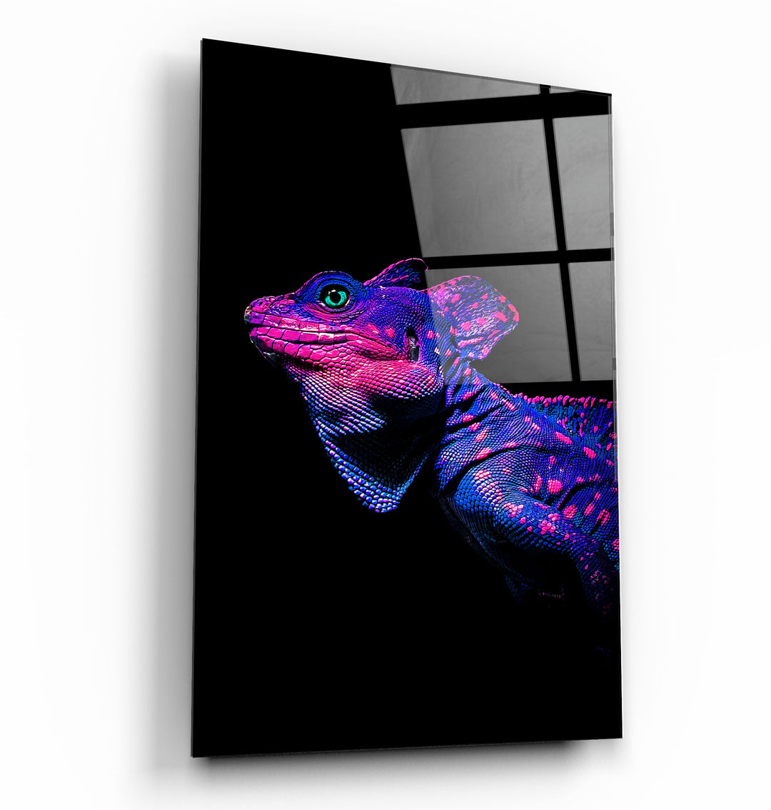 ・"Iguana Blue Purple"・Designer's Collection Glass Wall Art