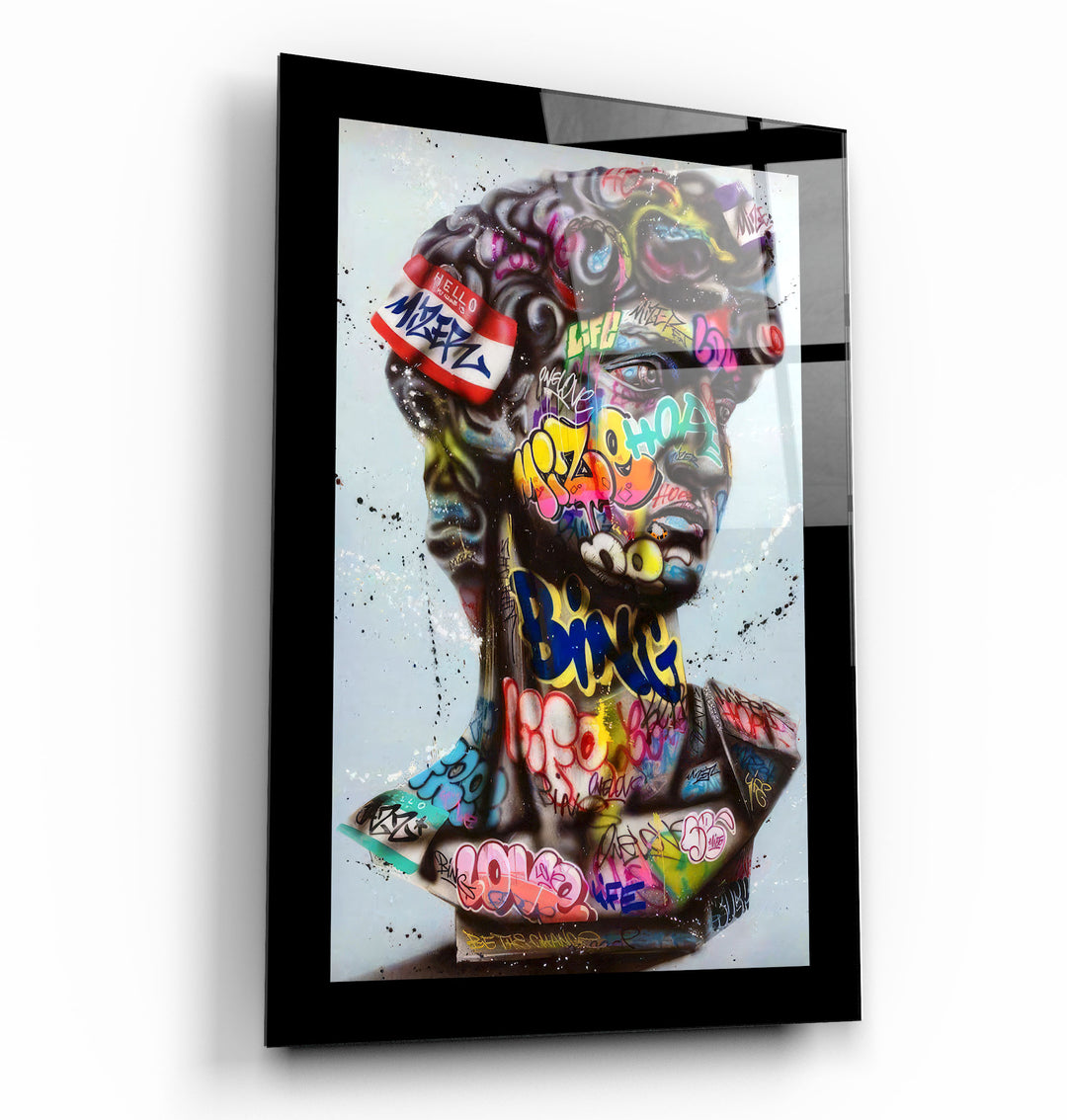 ・"Bordered Statue Pop Art"・Designer's Collection Glass Wall Art