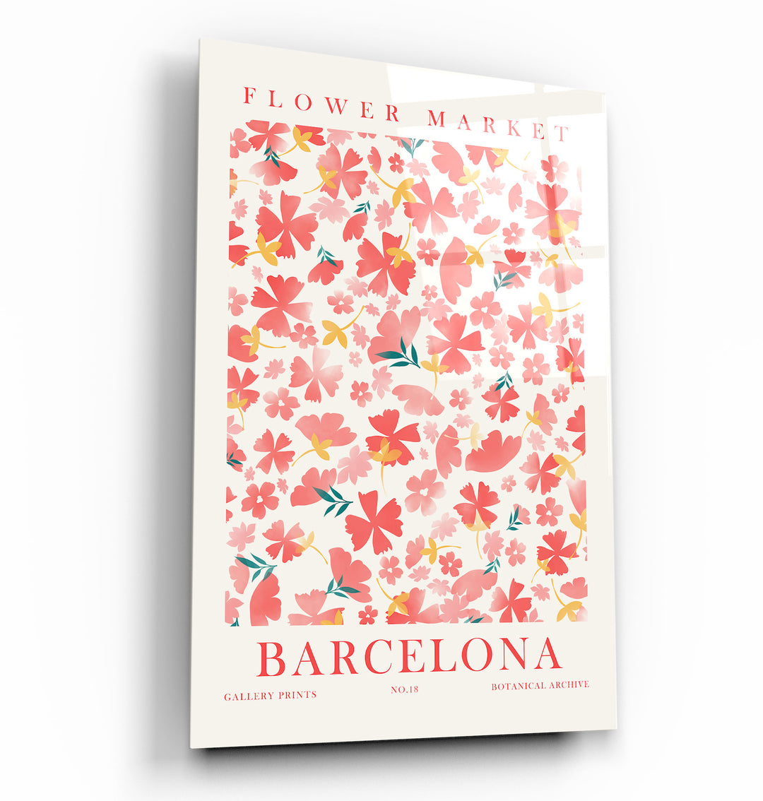 ・"Flower Market No:18 Barcelona"・Gallery Print Collection Glass Wall Art