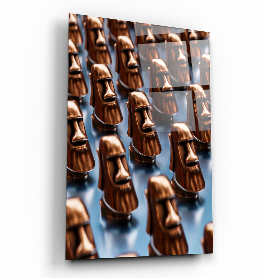 ・"Stone Heads Clones"・Designer's Collection Glass Wall Art