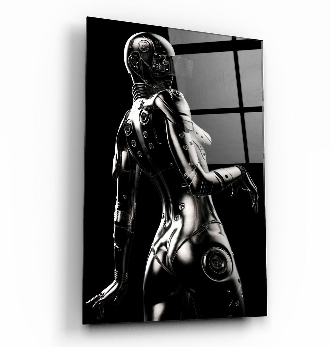 ・"Robo Girl Silver"・Designer's Collection Glass Wall Art