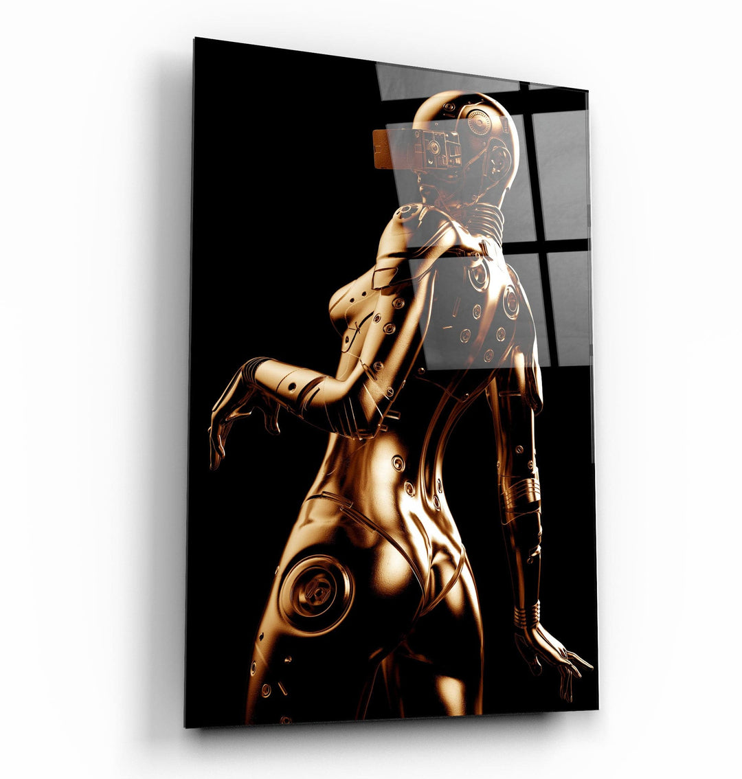 ・"Robo Girl Gold"・Designer's Collection Glass Wall Art