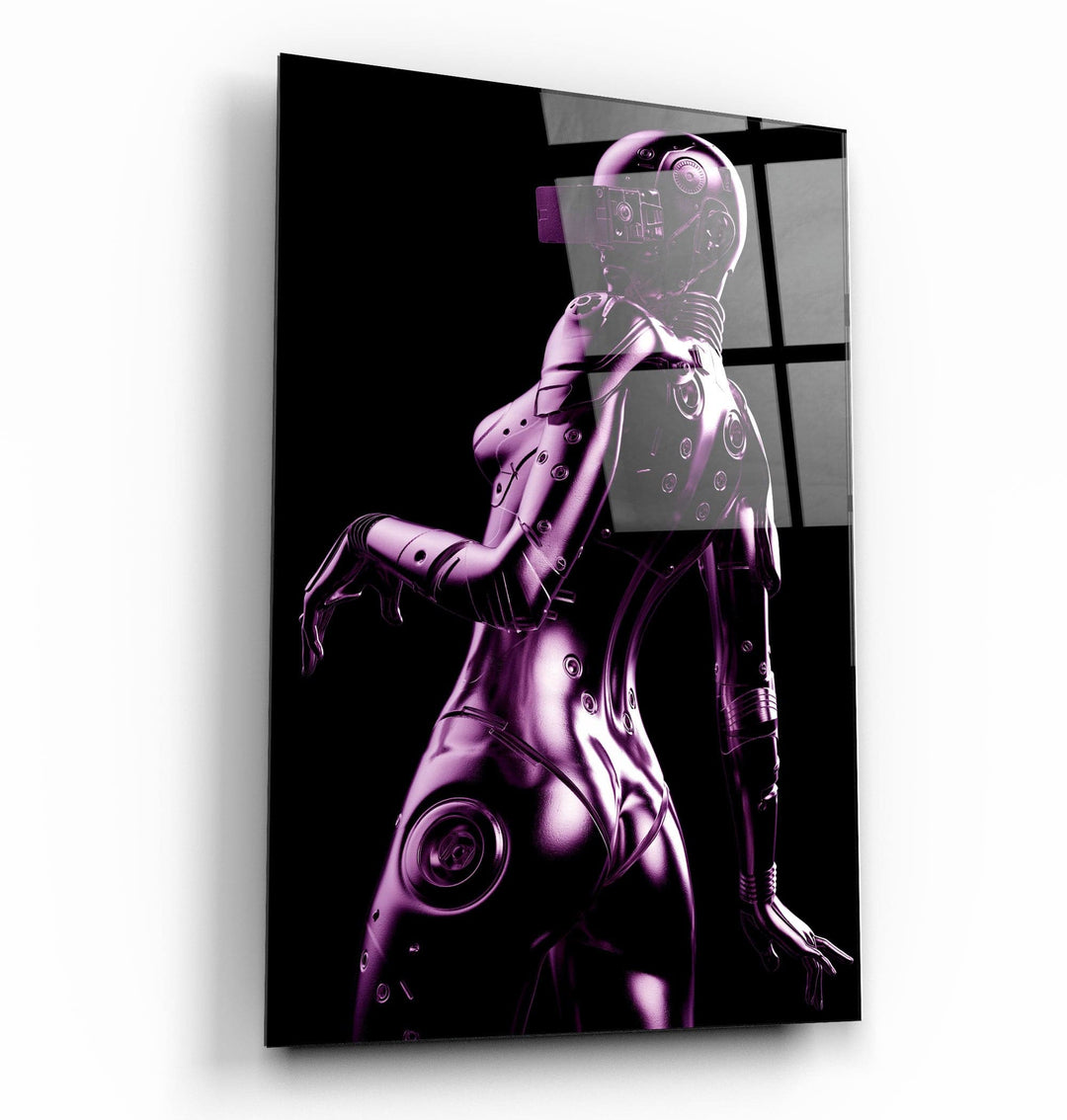 ・"Robo Girl Metalic Purple"・Designer's Collection Glass Wall Art