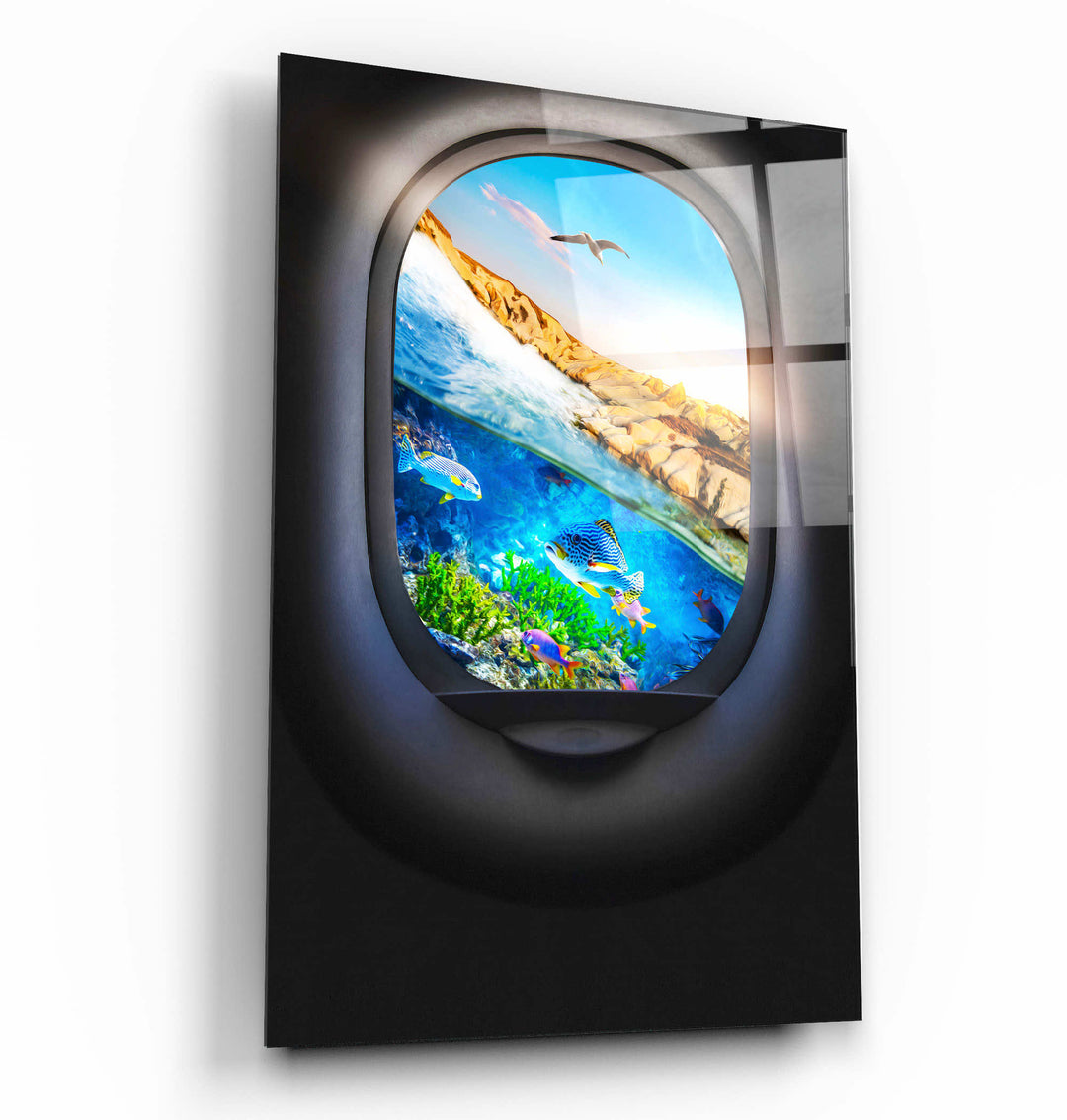 ・"Ocean Window"・Secret World Collection Glass Wall Art