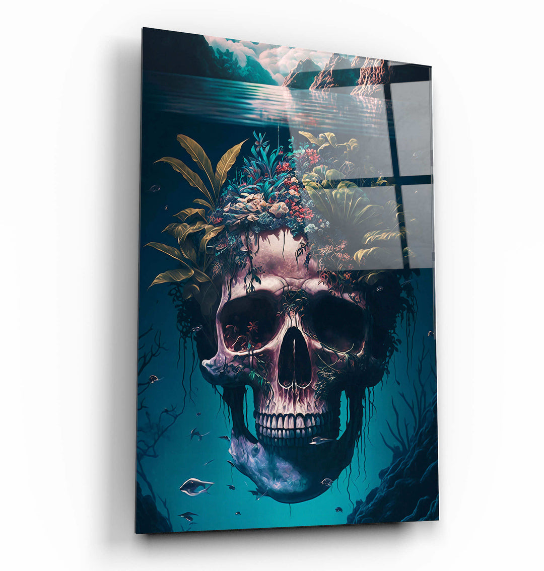 ・"Skull in the Secret Sea"・Secret World Collection Glass Wall Art