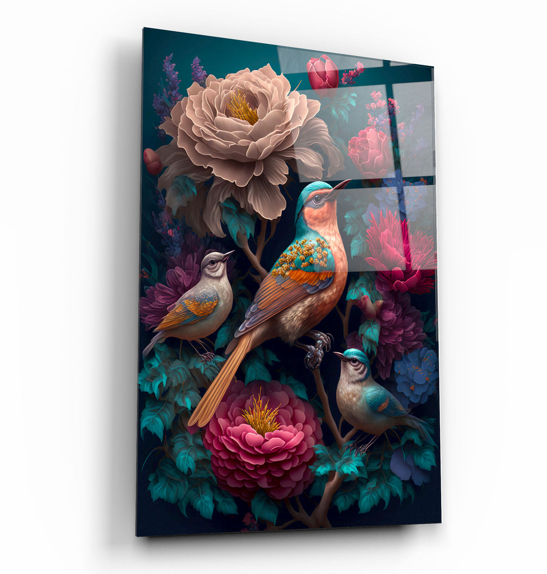 ・"Birds of the Secret Garden"・Secret World Collection Glass Wall Art