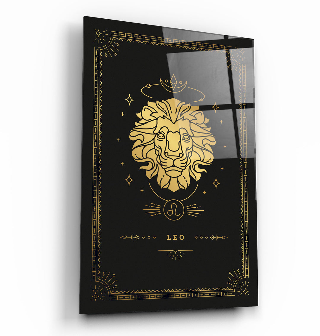 ・"LEO"・Black Zodiac Collection Glass Wall Art