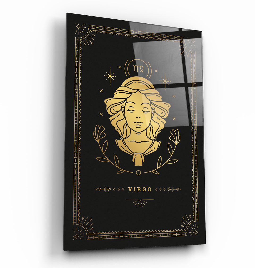 ・"VIRGO"・Black Zodiac Collection Glass Wall Art