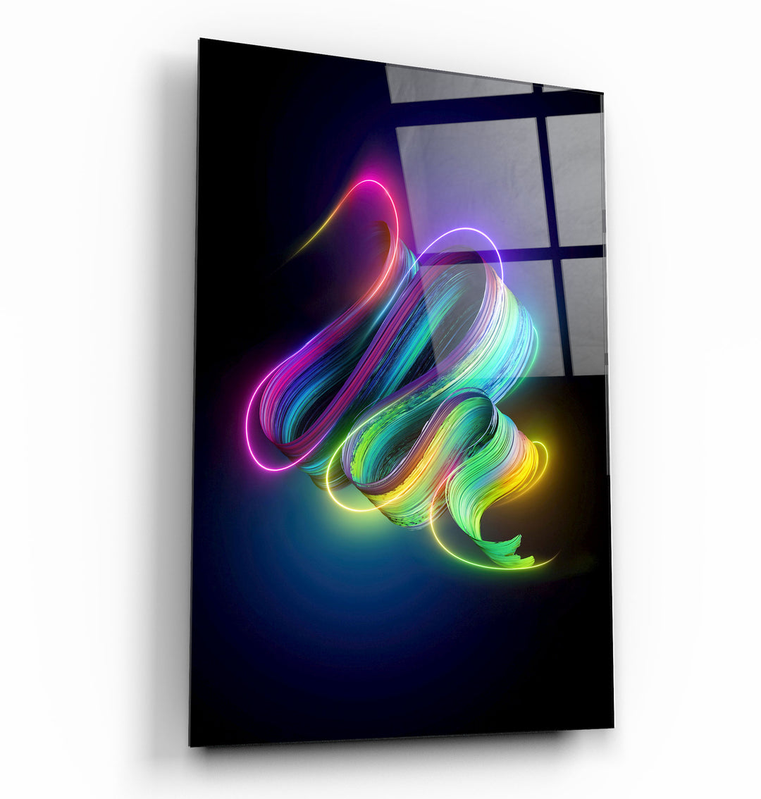 ・"Neon Brush Strokes"・Glass Wall Art