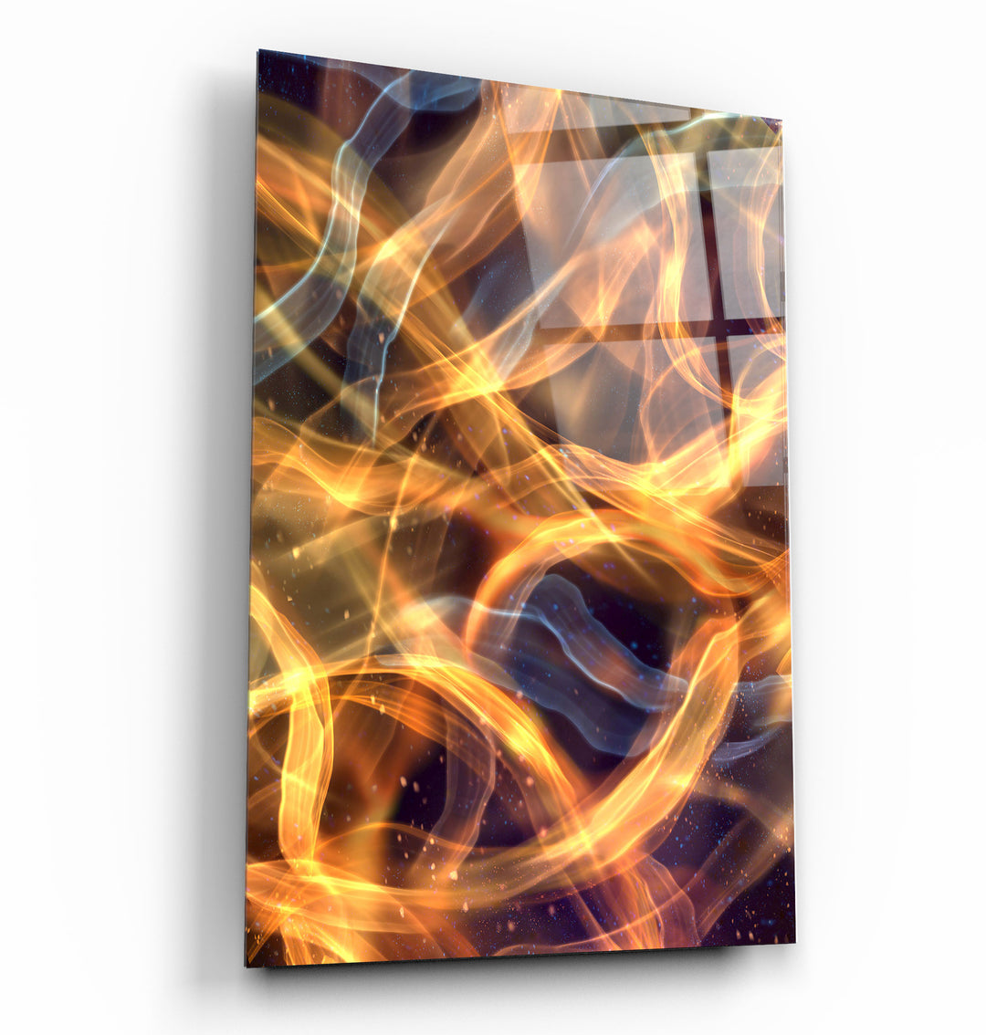 ・"Flame Brush Strokes V2"・Glass Wall Art