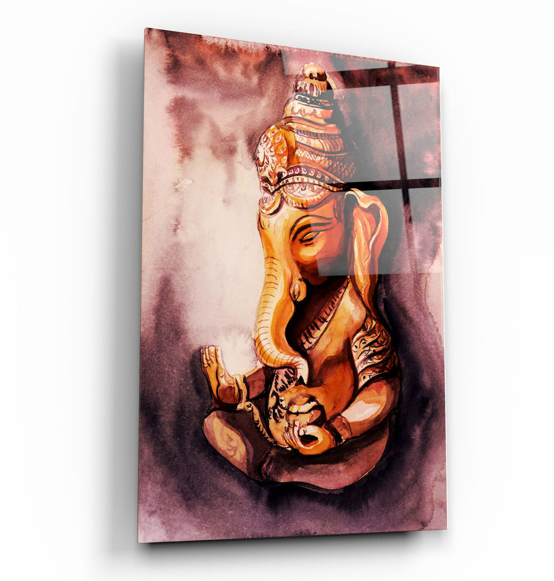 ・"Indian Lord Ganesh"・Glass Wall Art