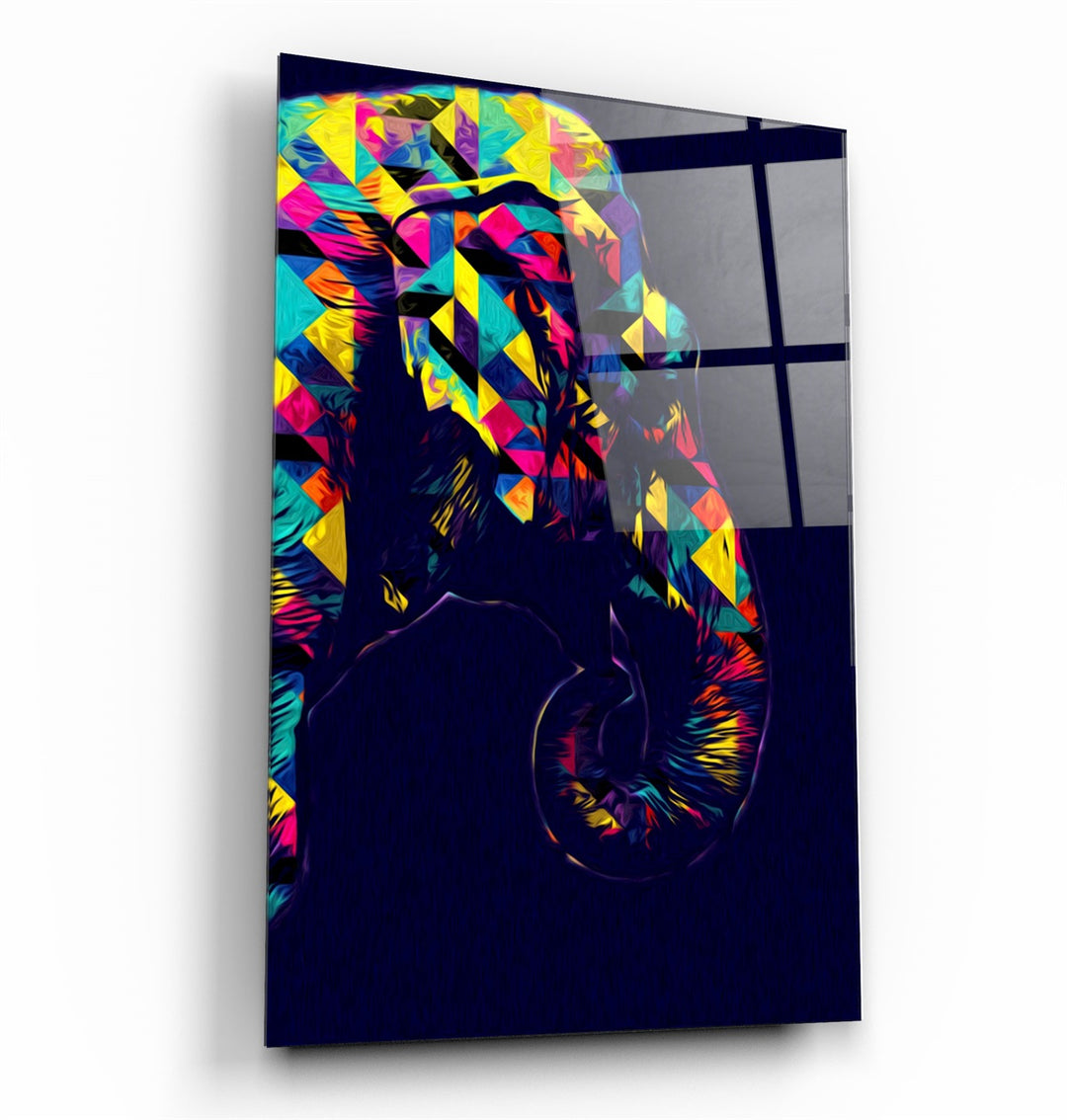 ・"Colormix Elephant Portrait"・Glass Wall Art | Artdesigna Glass Printing Wall Arts.