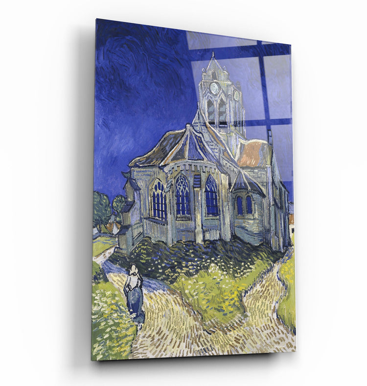 ・"Vincent van Gogh's The Church at Auvers (1890)"・Glass Wall Art | Artdesigna Glass Printing Wall Arts.