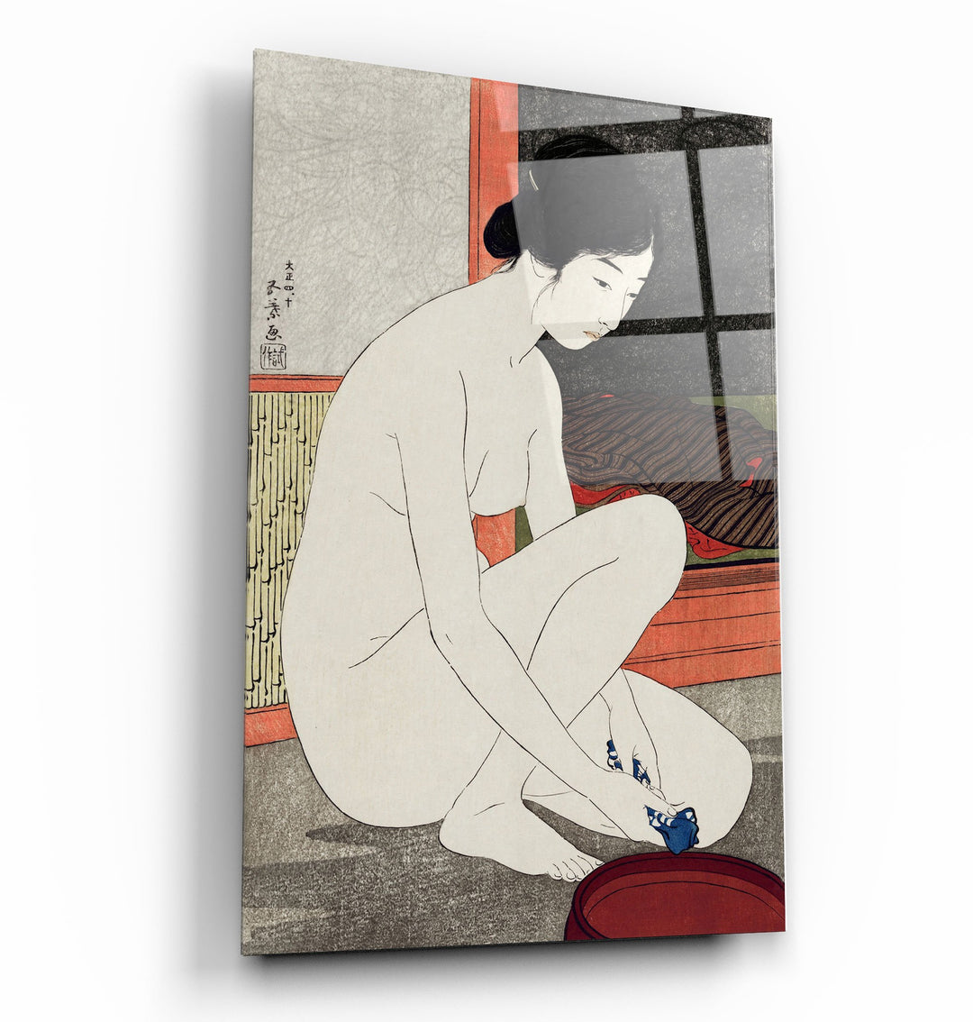 ・"Goyō Hashiguchi art print, Yokugo no onna painting (1915)"・Glass Wall Art | Artdesigna Glass Printing Wall Arts.