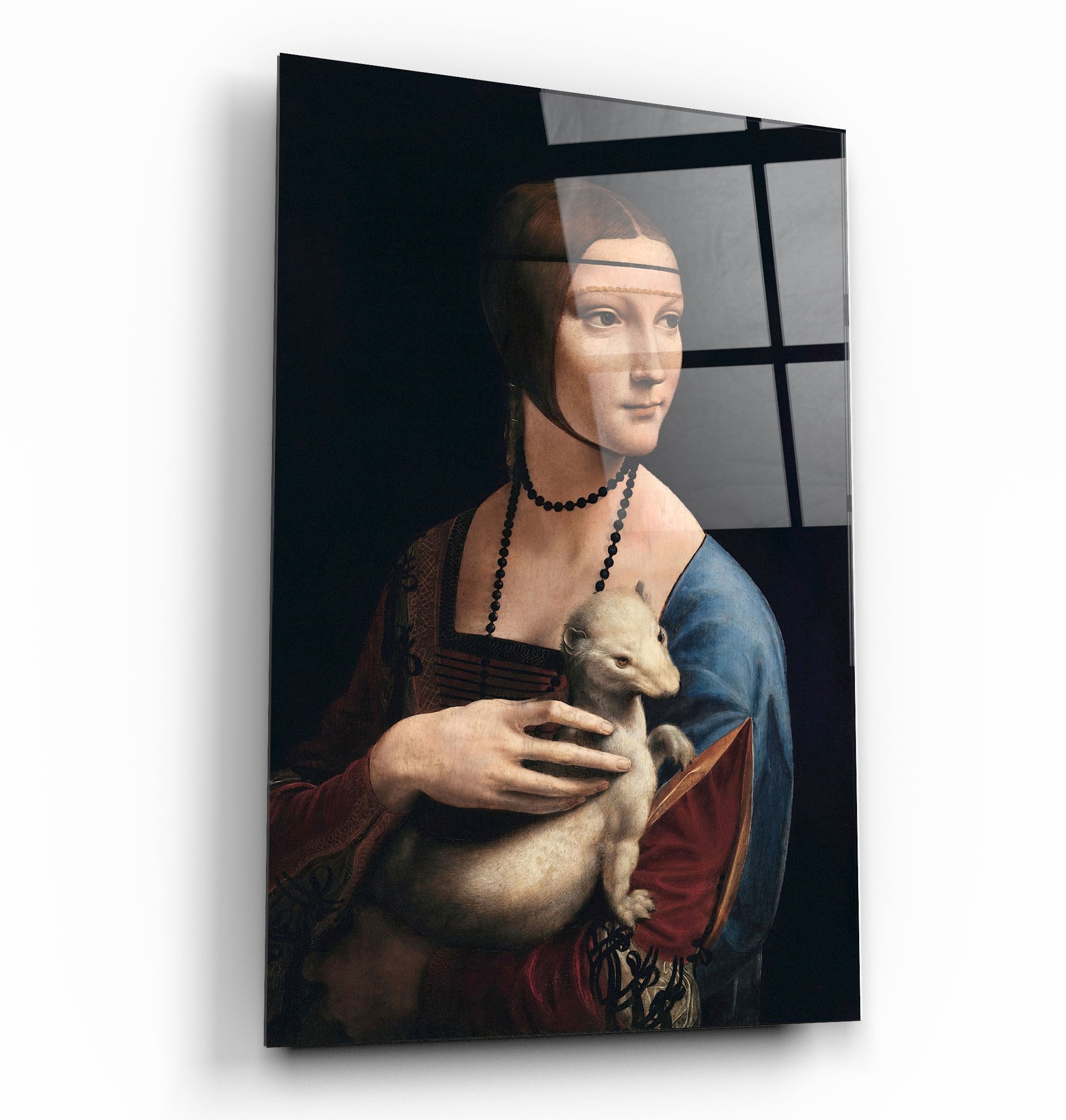 ・"Leonardo da Vinci's Lady with an Ermine (1490)"・Glass Wall Art | Artdesigna Glass Printing Wall Arts.