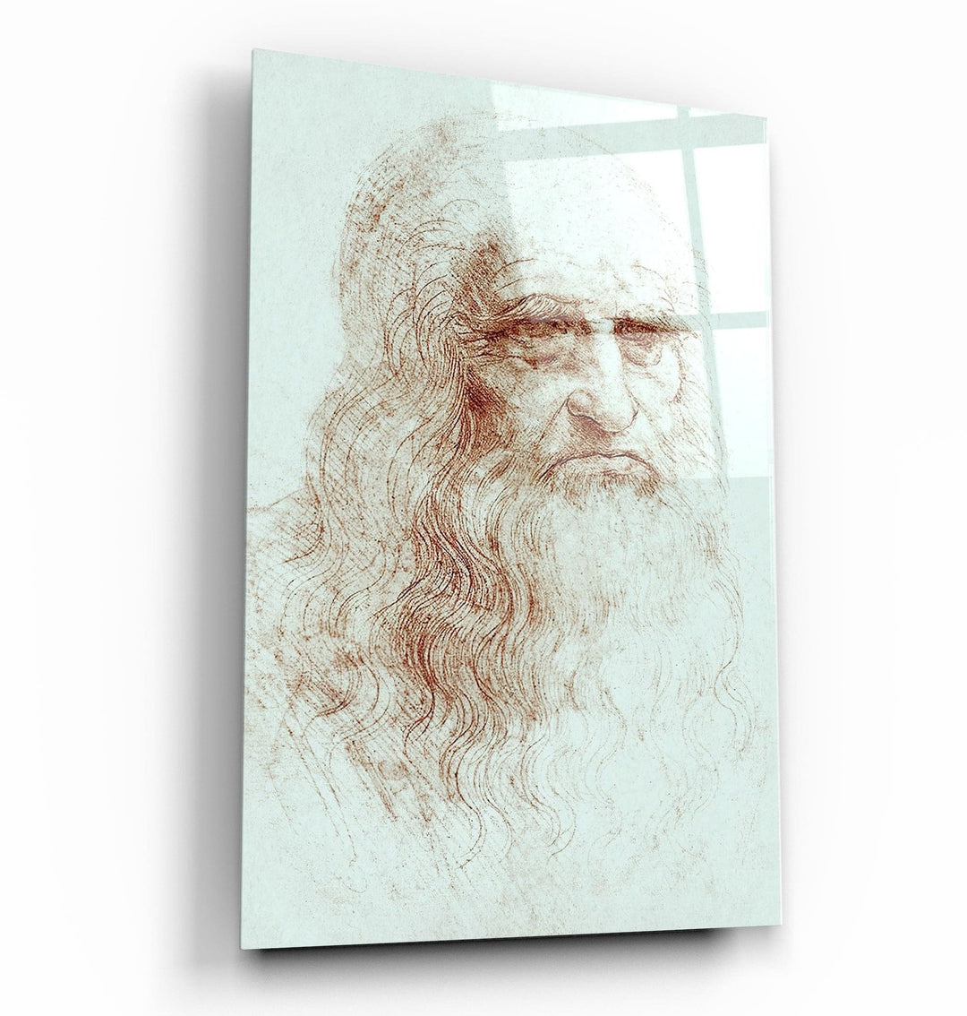 ・"Leonardo da Vinci's Self-portrait (1512)"・Glass Wall Art | Artdesigna Glass Printing Wall Arts.