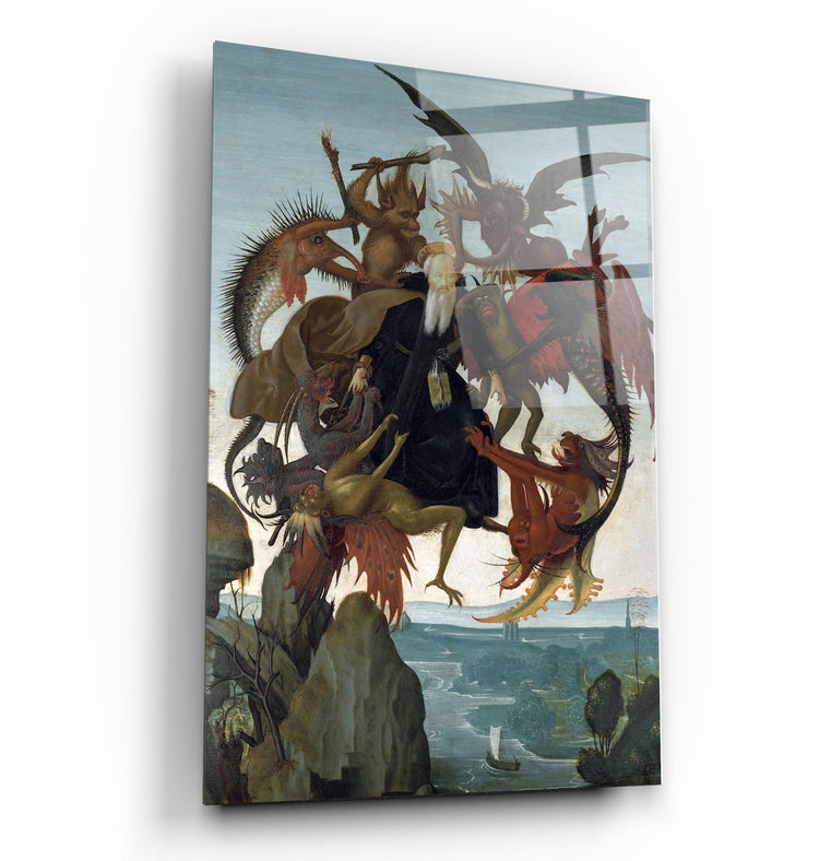 ・"Michelangelo Buonarroti's The Torment of Saint Anthony (c. 1487–1488)"・Glass Wall Art | Artdesigna Glass Printing Wall Arts.