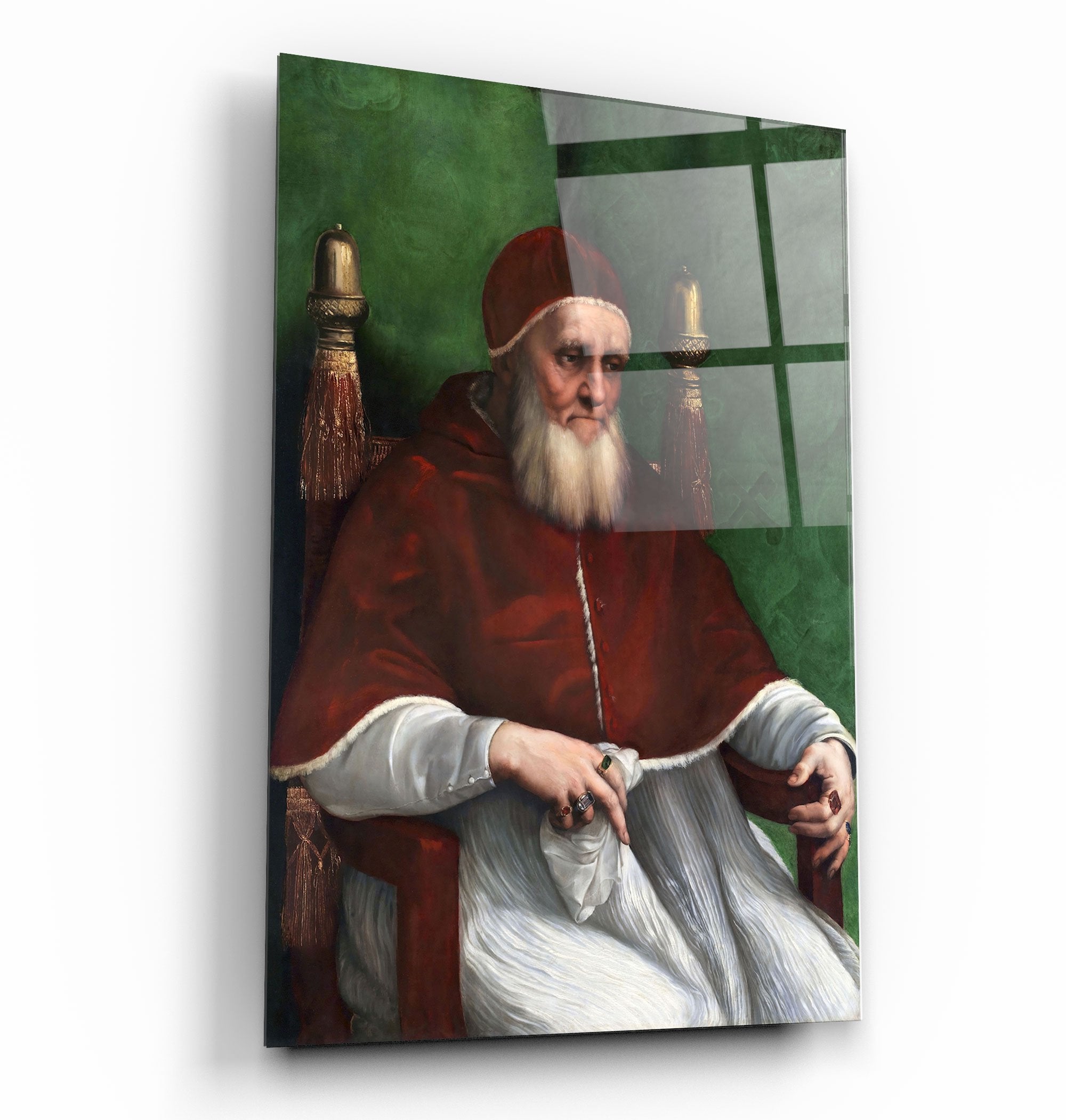 ・"Raphael's Portrait of Pope Julius II (1511)"・Glass Wall Art | Artdesigna Glass Printing Wall Arts.