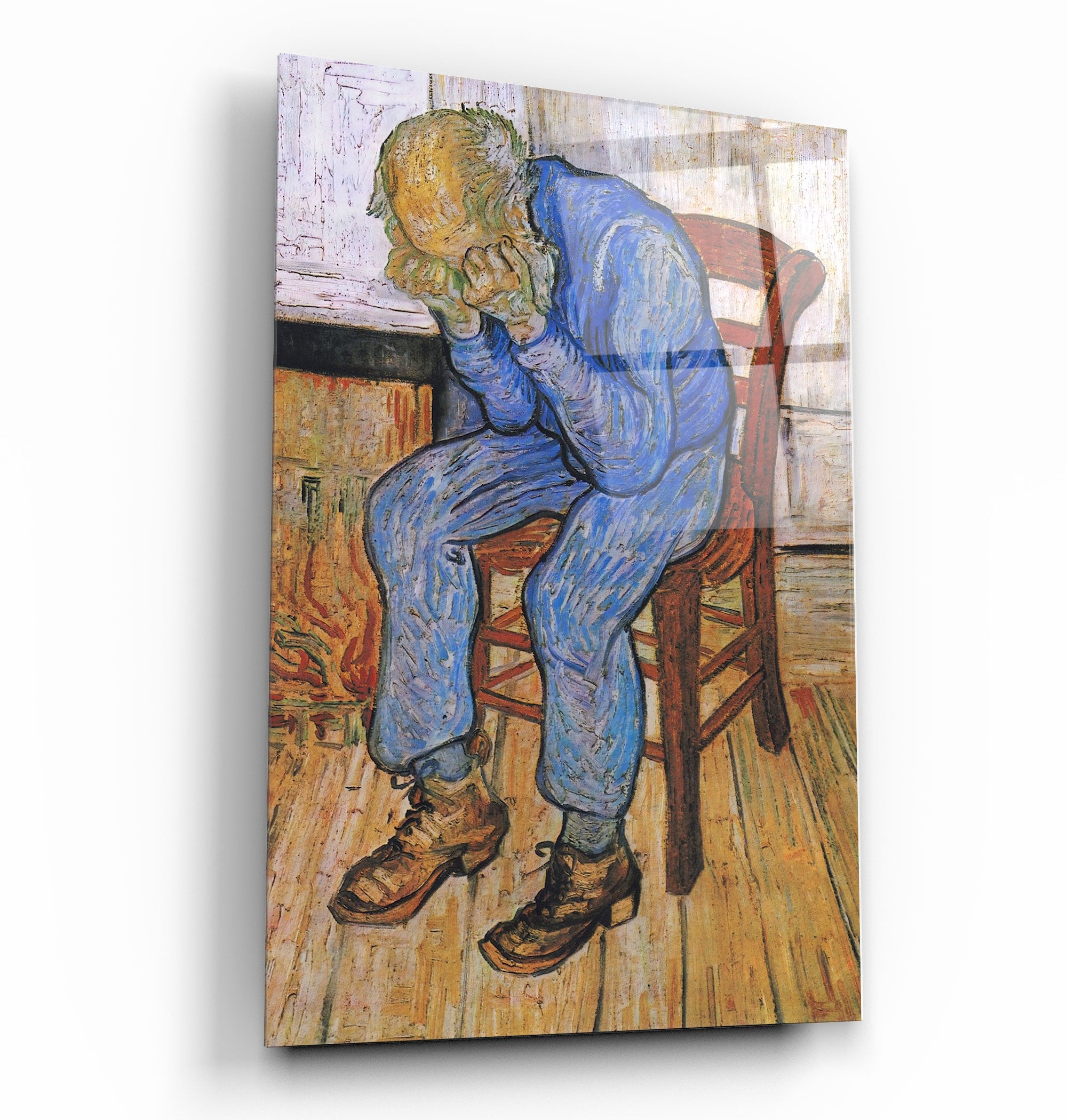 ・"Vincent van Gogh's At Eternity's Gate (1890)"・Glass Wall Art | Artdesigna Glass Printing Wall Arts.