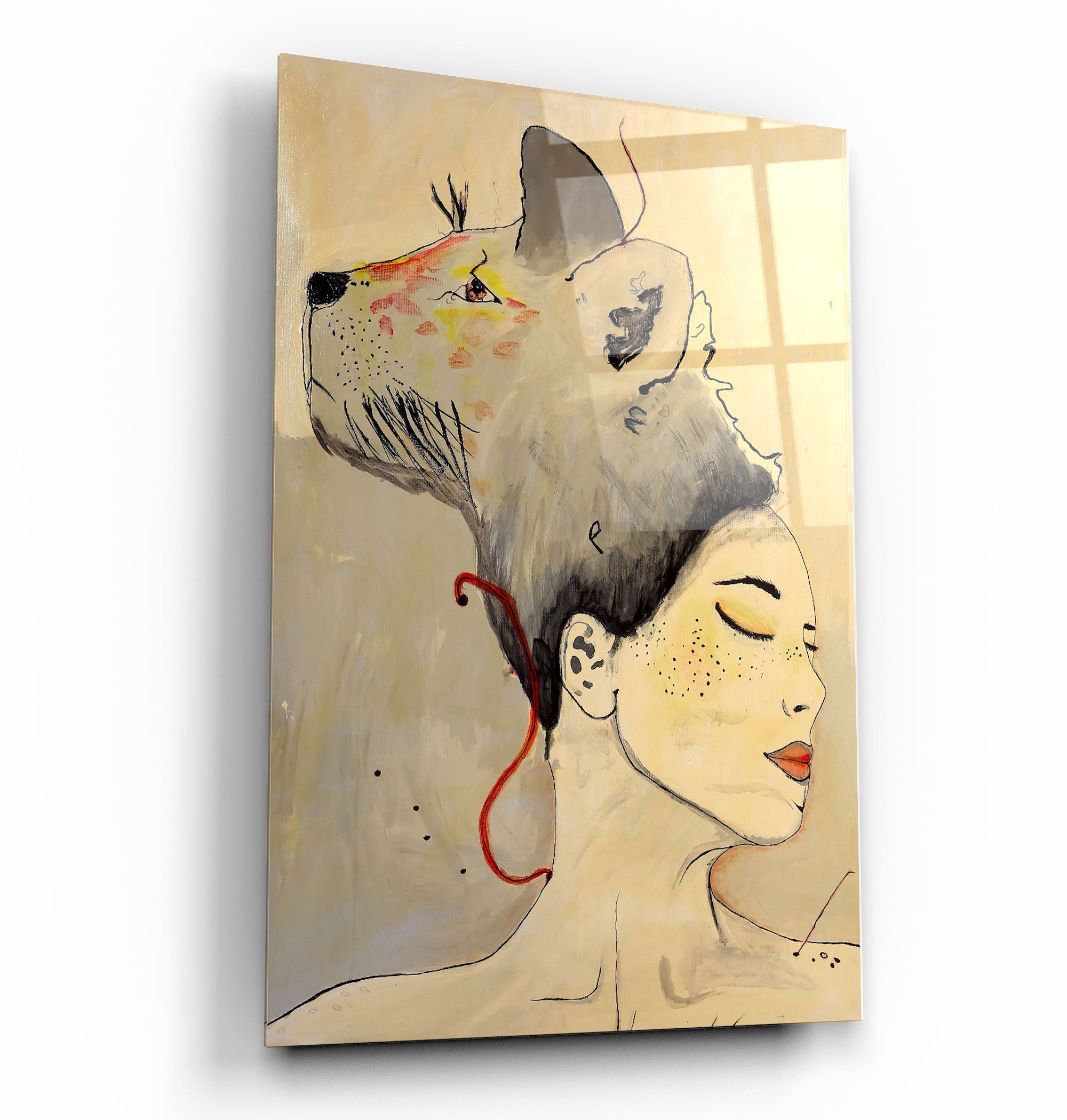 ・"Lady Abstract - Hand-drawn Image"・Glass Wall Art | Artdesigna Glass Printing Wall Arts.