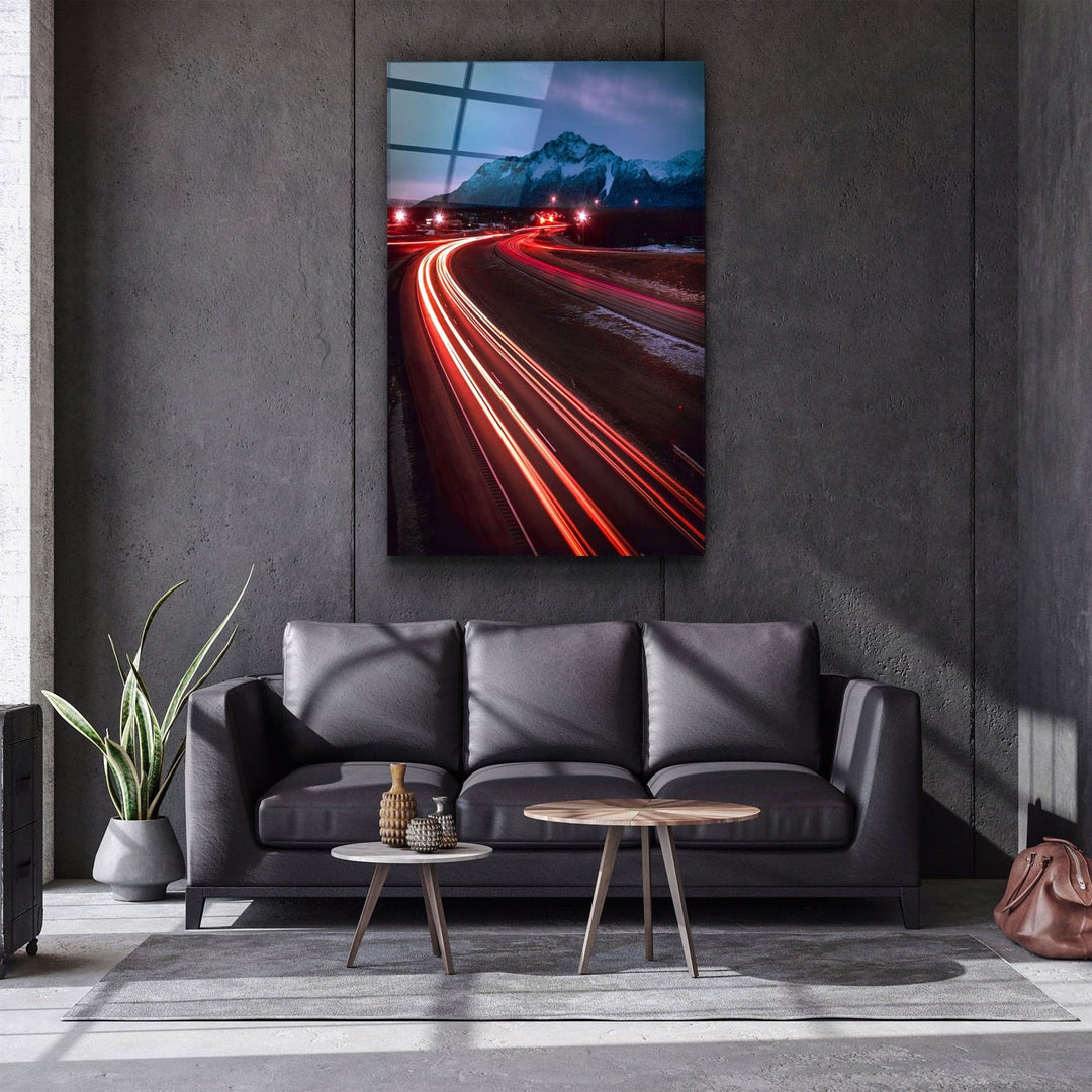 ・"Road and Mountains"・Glass Wall Art | Artdesigna Glass Printing Wall Arts.