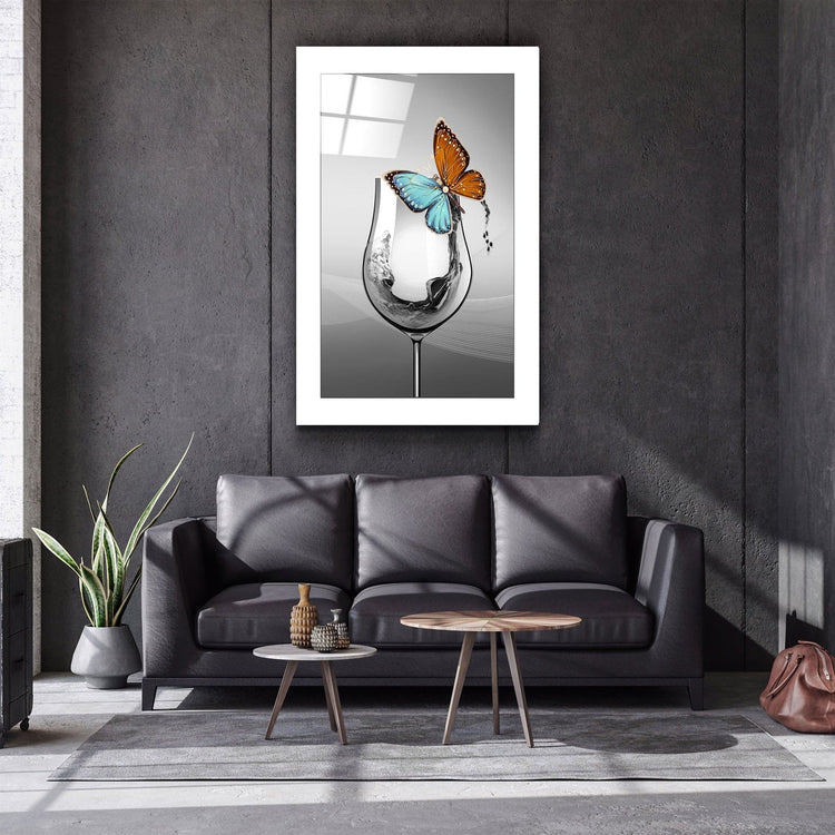 ・"Glass and Butterfly"・Glass Wall Art | Artdesigna Glass Printing Wall Arts.