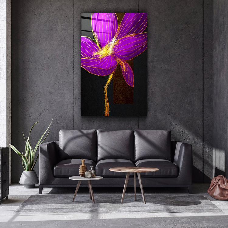 ・"Purple Flower"・Glass Wall Art | Artdesigna Glass Printing Wall Arts.