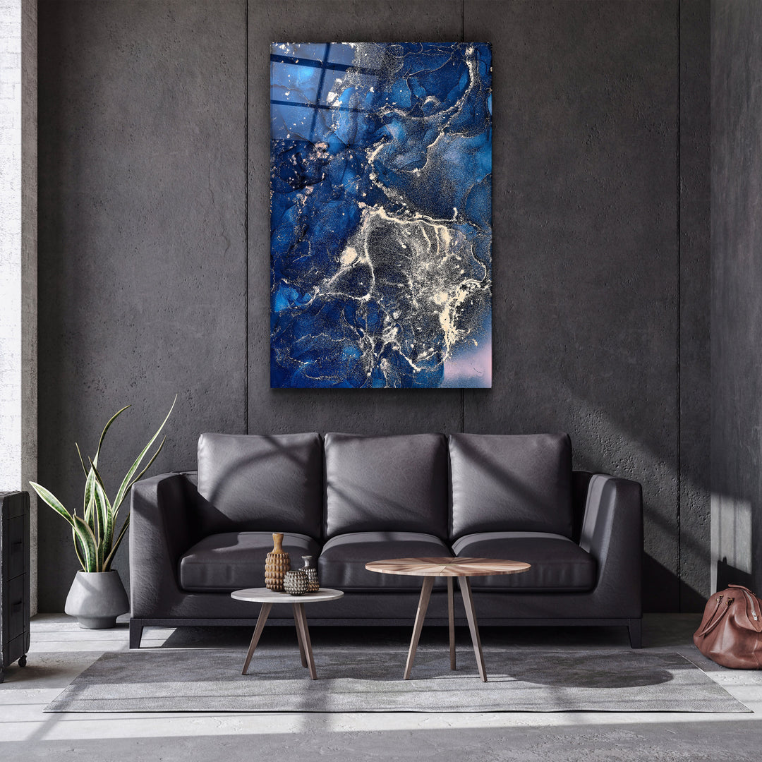 ・"Dark Blue Wave Pattern"・Glass Wall Art | Artdesigna Glass Printing Wall Arts.